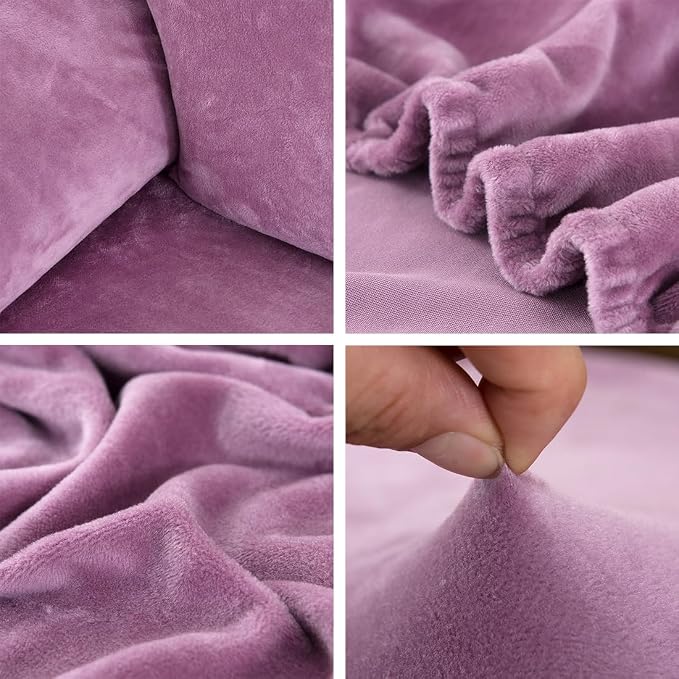 vctops 1-Piece Velvet Plush Stretch Sofa Slipcover - Image 4