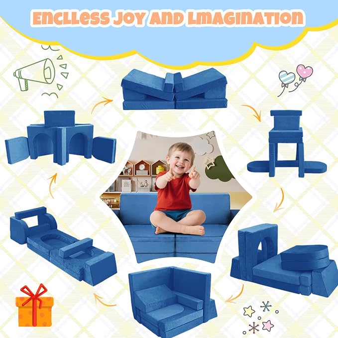 10 Pcs Modular Kids Play Sofa – Versatile Convertible Foam Cushion That Doubles - Image 5