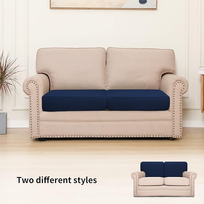 Easy-Going Stretch 2 Pieces Loveseat Couch Cushion Cover - Image 2