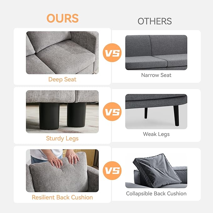 WUTUTUEE 58”Modular Sectional Loveseat Sofa - Image 5