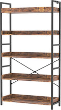 HCHQHS 5 Tier Bookshelf, Adjustable Industrial Bookcase, Vertical Tall Book by HCHQHS