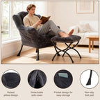 Welnow Lazy Chair with Ottoman, Modern Accent Chair with Armrests and a Side - Image 6