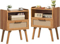 Lerliuo Rattan Nightstands Set of 2, Side Table by Lerliuo