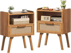 Lerliuo Rattan Nightstands Set of 2, Side Table by Lerliuo