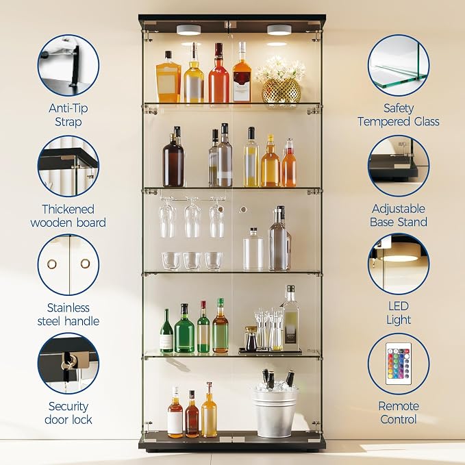IDEALHOUSE Tempered Glass Display Cabinet - Image 3