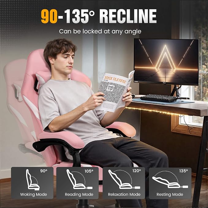 GTPLAYER Gaming Chair with Pocket Spring Cushion, Leather Office Chair with - Image 7