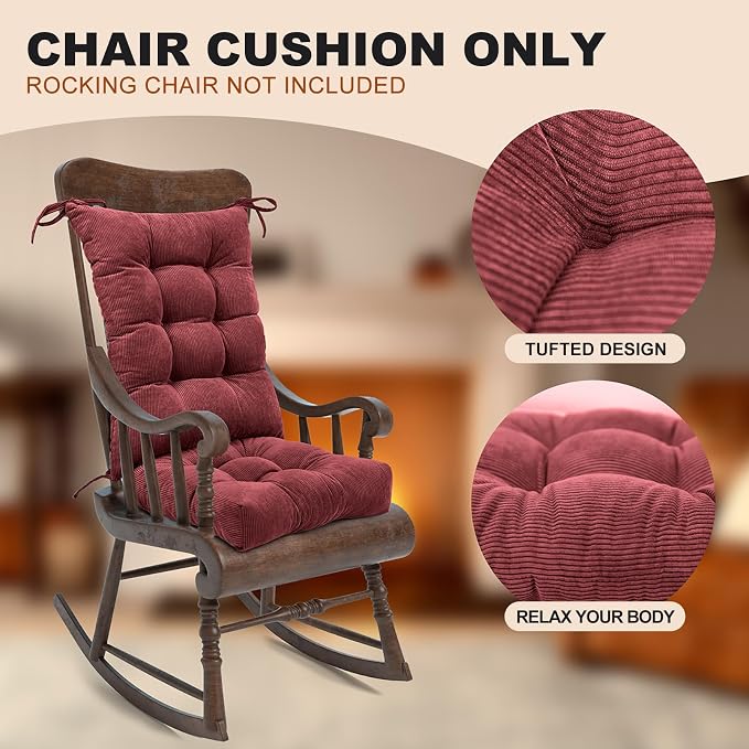 Lokex Rocking Chair Cushion Only, Tufted Non-Slip Comfortable Rocking Chair - Image 2