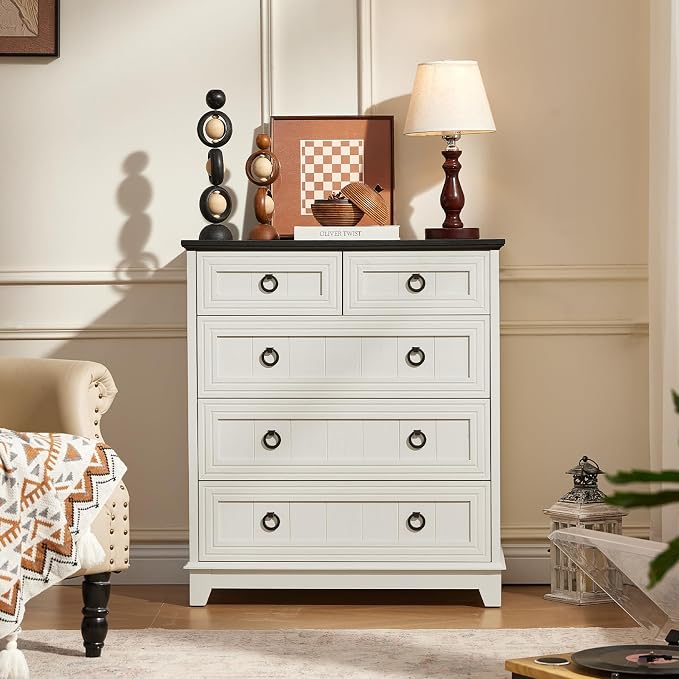 Joaxswe Farmhouse 5 Drawer Dresser - Image 9