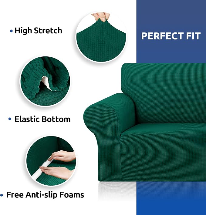Stretch Couch Covers for Sofa, 3 Cushion Couch Slipcover, Hunter | 1-Piece - Image 7