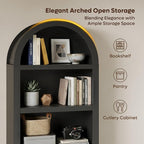 Bestier 76" Tall Arched Bookshelf, 5 Tier Arched Bookcase - Image 4