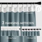 MIULEE Greyish Blue Back Tab Blackout Curtains 52x72 Inches Long 2 Panels | Rod - Image 3