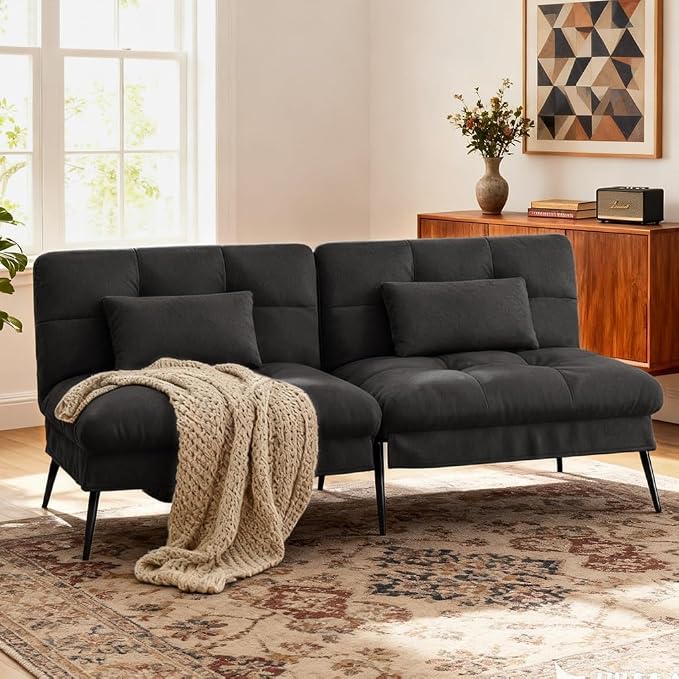 COMHOMA Convertible Futon Sofa Bed, 72″Fabric Futons Couch - Image 2