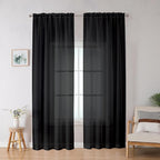 Black Sheer Curtains, Sheer Curtains 78 inch Length 2 Panels Set, Rod Pocket - Image 2