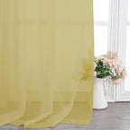 Chyhomenyc Sheer Mustard Yellow Curtains 90 inches Long 2 Panels, Light - Image 7