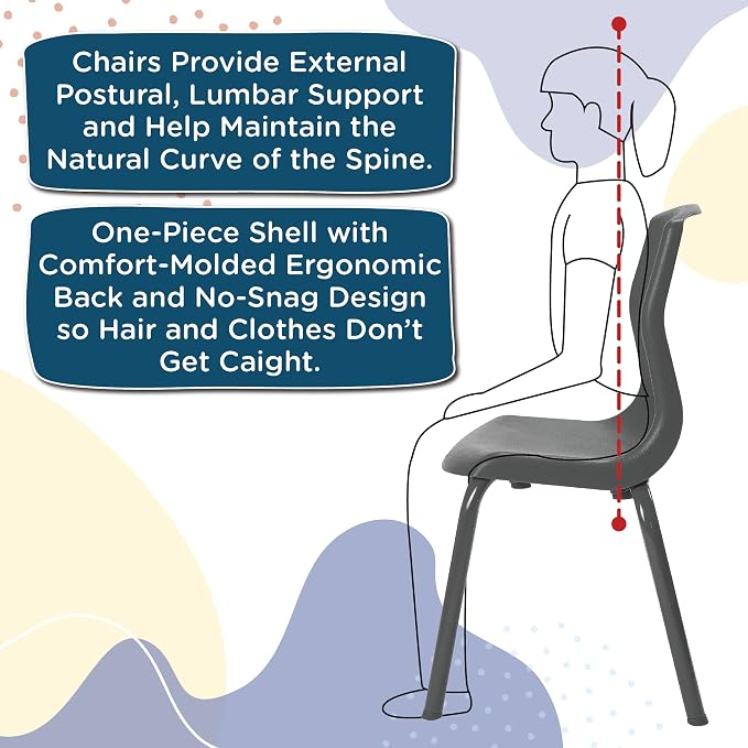 Children’s Factory MyPosture Plus 8" Chair, 2 Pack, Stackable Ergonomic Seating - Image 7