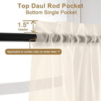 Chyhomenyc Cream Sheer Curtains 36 inch Length 2 Panels Set, Light Filtering - Image 5