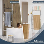 6-Tier Blanket Ladder Wooden, 5.7FT Blanket Quilt Towel Holder Rack Decorative - Image 7