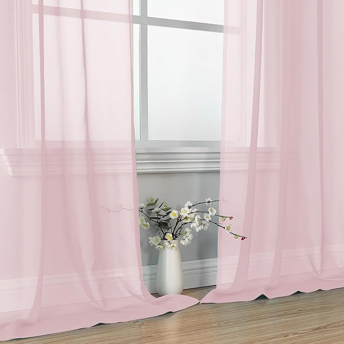 Blush Pink Sheer Curtains 84 Inches Long 2 Panels - Image 6