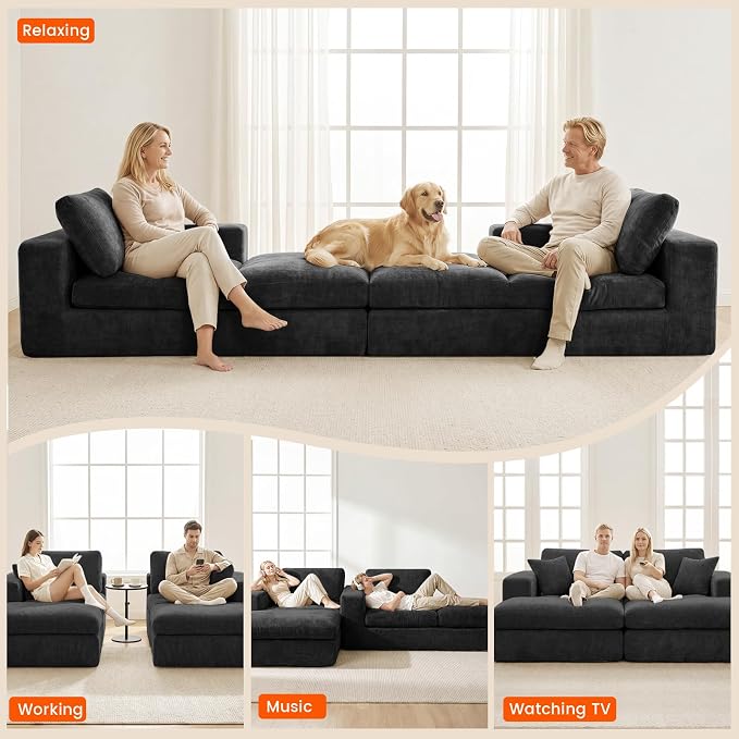 80.7" Oversized Double Chaise Lounge Chair Indoor, Cloud Boneless Sleeper Sofa - Image 8