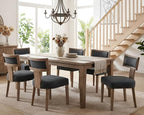 HNY Mid Century Modern Dining Chairs Set of 6, Farmhouse Linen Fabric - Image 7