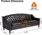 LEVNARY Mid-Century Modern Leather Couch, Chesterfield Sofa Sleeper Settee - Image 2
