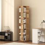 YOWOS Rotating Bookshelf Tower, 360° Display Spinning Bookcase, Bamboo - Image 7