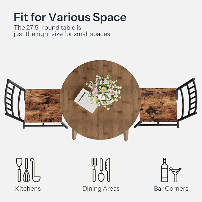 HOOBRO Bamboo Dining Table, Round Dining Table - Image 4