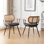 Rattan Dining Room Chairs Set of 2, Mid Century Modern Kitchen Side Chairs - Image 6