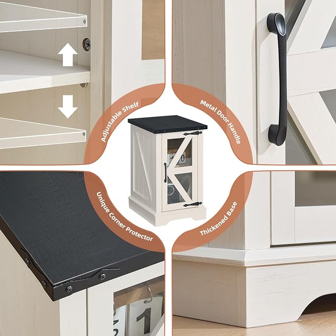 Joaxswe Narrow Night Stand Set 2, Farmhouse Side End Table - Image 7
