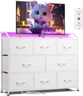 WLIVE Led Dresser for Bedroom, Wide Chest of Drawers for Hallway, 8 Fabric by WLIVE