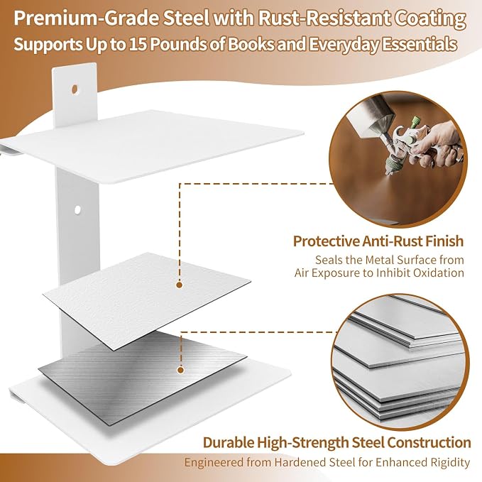 Invisible Floating Bookshelves 6 Tier, Heavy Duty Metal Book Organizer - Image 7