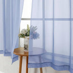 Denim Blue Sheer Curtains 54 Inch Length 2 Panels, Voile Light Filtering - Image 4