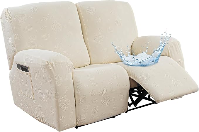 Gennia Recliner Loveseat Cover 4 Pieces, Waterproof Stretch Recliner Sofa by Genina