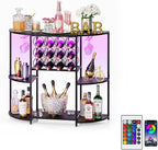 JKsmart Wine Bar Cabinet with LED Lights, Mini Wine Bar Cart with Storage and - Image 9