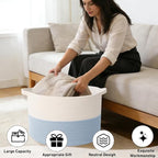 115L Extra Large Woven Cotton Rope Blanket Basket - Image 4