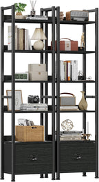 Furologee Book Shelf Set of 2, 6 Tier Tall Shelf by Furologee