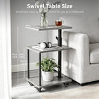 Swivel Side Table for Small Spaces, Adjustable Height End Table for Different - Image 2