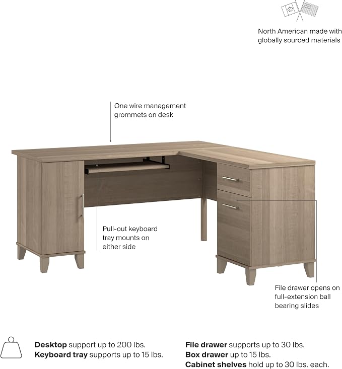 Bush Home 60-Inch L-Shaped Desk - Image 8