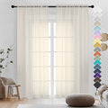 Cream Sheer Curtains 84 Inches Long 2 Panels by OVZME