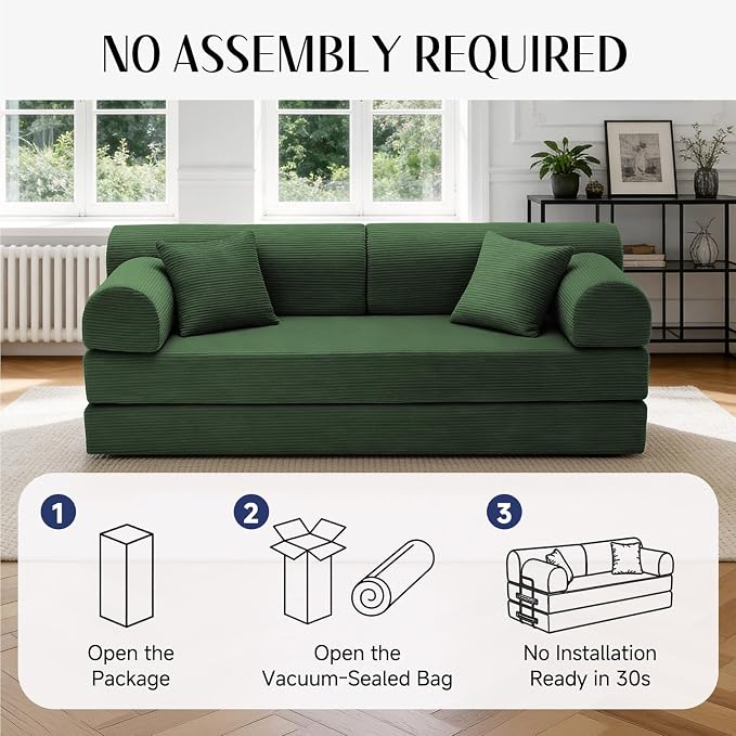 79'' Convertible Sofa Bed, 6 in 1 Folding Floor Futon Couch Sleeper - Image 6