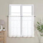 Furman Ivory Sheer Kitchen Curtains Tiers 36 inch Length, Light Filtering Soft - Image 2
