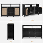 SICOTAS Rattan Coffee Bar Cabinet, Modern Liquor Cabinet - Image 9