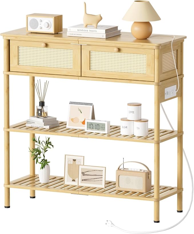 Entryway Table Sofa Console Table, Bamboo Small Entry Way Table - Image 9