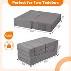 MeMoreCool Modular Kids Couch – Light Grey Foam Play Sofa Bed Convertible - Image 3