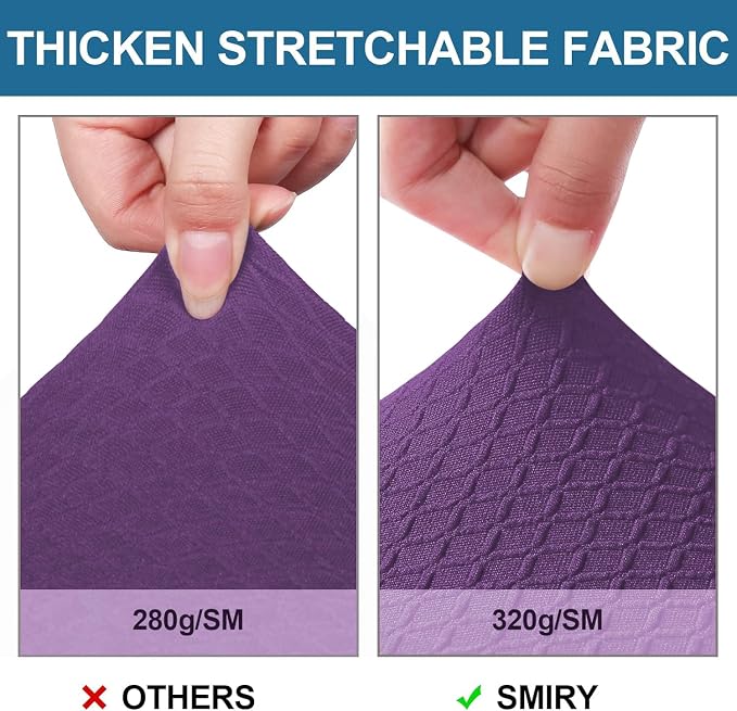 Smiry Waterproof Seat Covers for Dining Room Chairs Set of 2, Stretch Jacquard - Image 5