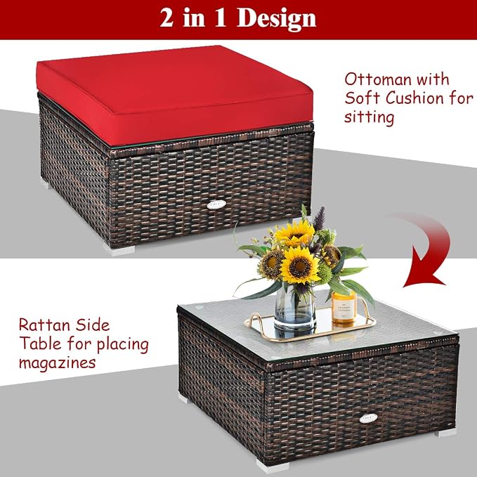 Tangkula 6 Pieces Wicker Patio Furniture Set, PE Rattan Outdoor Sectional - Image 6