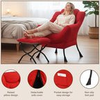 Welnow Lazy Chair with Ottoman, Modern Accent Chair with Armrests and a Side - Image 4