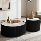 Round Marble Coffee Table Set of 2, 2 Piece White Coffee Table and End Table Set - Image 3