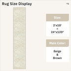 Soalmost Runner Rug 2x10 Washable Hallway Kitchen Runners Beige/Brown | - Image 5