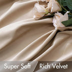 MIULEE Velvet Curtains 52x96 inches 2 Panels Camel Beige Blackout Curtains | - Image 4